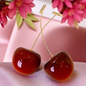 🆕️Trendy Durable Fun Resin Cherry Fashion Stud Earrings – Cute & Stylish 🍒